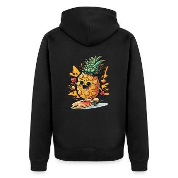 Wellen-Krieger - Unisex Premium Bio Zip Hoodie - Schwarz - Hinten - Nico (187cm)