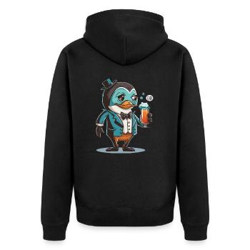 Pinguin-Mixologie - Unisex Premium Bio Zip Hoodie - Schwarz - Hinten - Nico (187cm)