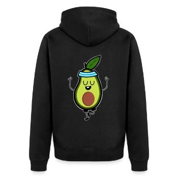 Avocado Meditation Yoga - Unisex Premium Organic Zip Hoodie - black - Back - Nico (187cm)