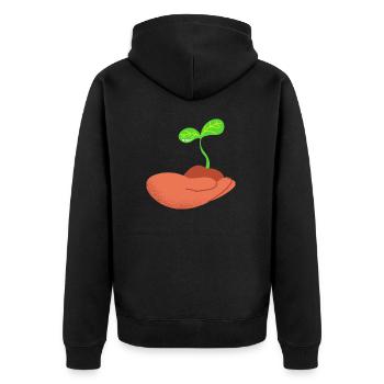 Pflanze - Unisex Premium Bio Zip Hoodie - Schwarz - Hinten - Nico (187cm)