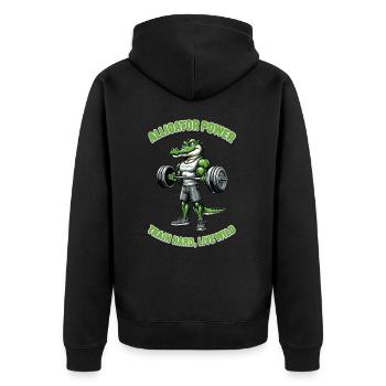 Alligator Maximus - Unisex Premium Bio Zip Hoodie - Schwarz - Hinten - Nico (187cm)