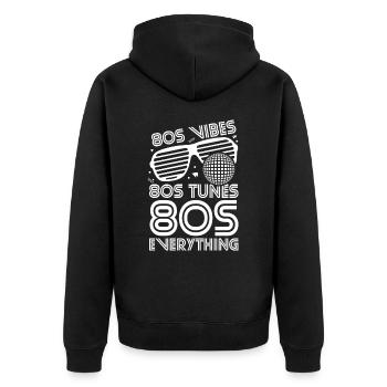 80er Jahre Vibes Melodien Alles - Unisex Premium Bio Zip Hoodie - Schwarz - Hinten - Nico (187cm)