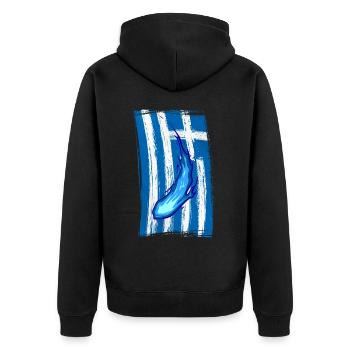 Greece Magic Drapeau Grec - Veste à capuche bio Premium Unisexe - noir - Dos - Nico (187cm)