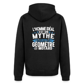 Géomètre Motard Moto Cadeau Homme T-shirt Mug - Veste à capuche bio Premium Unisexe - noir - Dos - Nico (187cm)