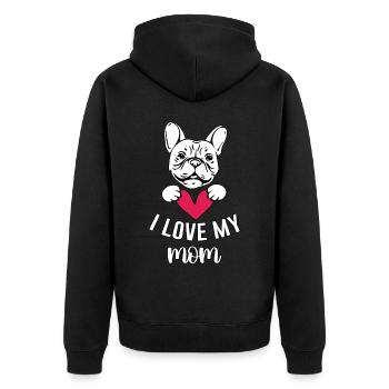 J’aime ma maman bouledogue français - Veste à capuche bio Premium Unisexe - noir - Dos - Nico (187cm)