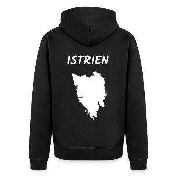 Istrien Kroatien Balkan Adria Urlaub Idee - Unisex Premium Bio Zip Hoodie - Schwarz - Hinten - Nico (187cm)