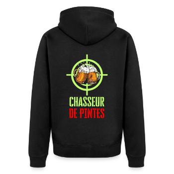 Chasseur de Pintes - Apéro Bière Chasse et Humour - Veste à capuche bio Premium Unisexe - noir - Dos - Nico (187cm)
