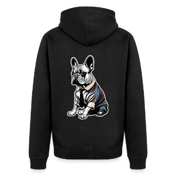 French Bulldog T Shirt Dog funny dog design Hunde - Unisex Premium Bio Zip Hoodie - Schwarz - Hinten - Nico (187cm)