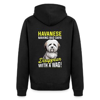 Le bichon havanais fait disparaître les mauvais jours avec un peu de plaisir - Veste à capuche bio Premium Unisexe - noir - Dos - Nico (187cm)