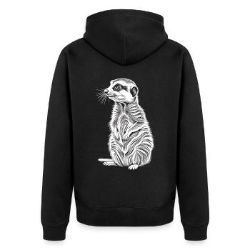 Les Gardiens de la Savane : le suricate en action - Veste à capuche bio Premium Unisexe - noir - Dos - Nico (187cm)
