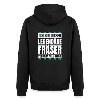Ich bin dieser legendäre Fräser - Unisex Premium Bio Zip Hoodie - Schwarz - Hinten - Nico (187cm)