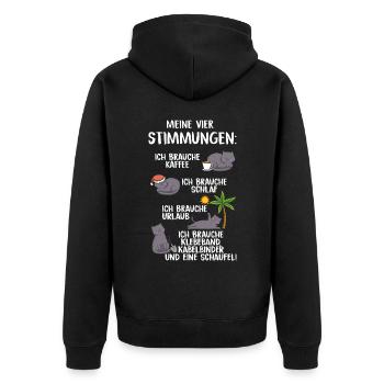 Meine Vier Stimmungen - Unisex Premium Bio Zip Hoodie - Schwarz - Hinten - Nico (187cm)