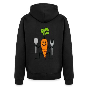 Gemüse Küche Mohrrübe Löffel Gabel Rübe gesund - Unisex Premium Bio Zip Hoodie - Schwarz - Hinten - Nico (187cm)