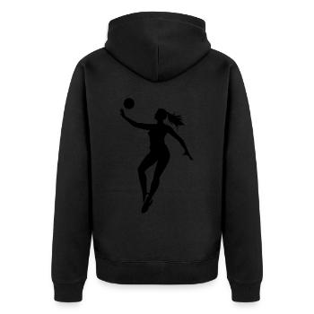 Volleyball Spielerin Silhouette - Unisex Premium Bio Zip Hoodie - Schwarz - Hinten - Nico (187cm)