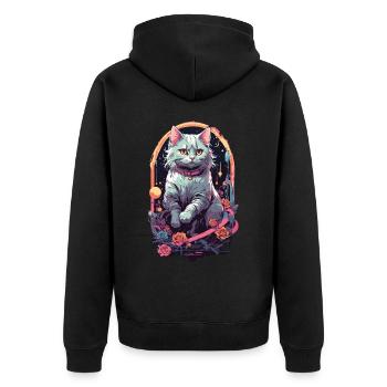 Gothic Pastel Cat Design for E-Girls - Unisex Premium Organic Zip Hoodie - black - Back - Nico (187cm)