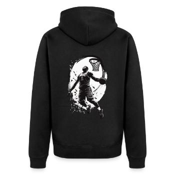 Basketball Dunking Aesthetic Streetwear Design - Unisex Premium Bio Zip Hoodie - Schwarz - Hinten - Nico (187cm)
