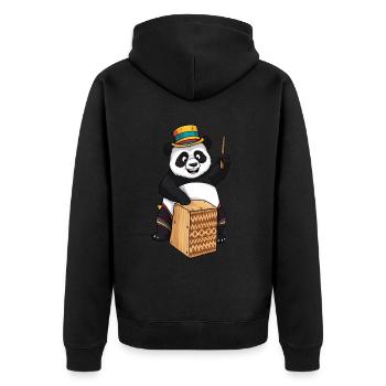 Cajon-Schlagzeuger - Unisex Premium Bio Zip Hoodie - Schwarz - Hinten - Nico (187cm)