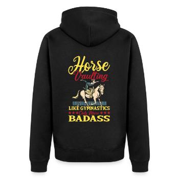 Loves Horse Vaulting Gift - Unisex Premium Organic Zip Hoodie - black - Back - Nico (187cm)