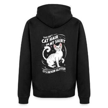 Katze Devon Rex Geschenk - Unisex Premium Bio Zip Hoodie - Schwarz - Hinten - Nico (187cm)