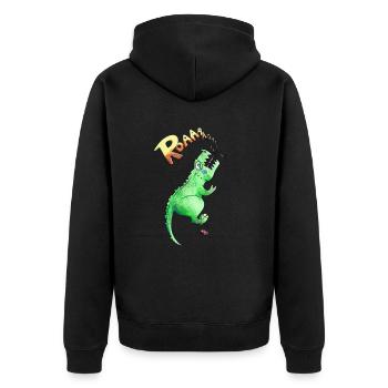 T-Rex - Unisex Premium Bio Zip Hoodie - Schwarz - Hinten - Nico (187cm)