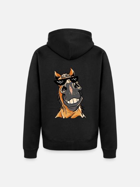 Meme Hest Heste Briller Solbriller - Premium økologisk unisex-hættejakke - sort