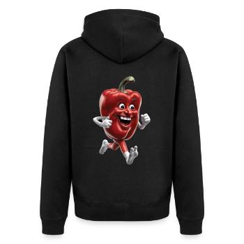 Paprika Geschenk - Unisex Premium Bio Zip Hoodie - Schwarz - Hinten - Nico (187cm)
