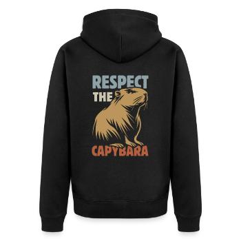 Vintage Respect Le Capybara - Dire - Veste à capuche bio Premium Unisexe - noir - Dos - Nico (187cm)