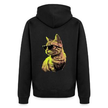 Sonnenbrille für Japanese Bobtail-Katzen Geschenk - Unisex Premium Bio Zip Hoodie - Schwarz - Hinten - Nico (187cm)