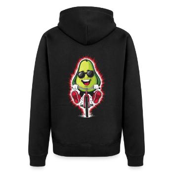 Avocado Radfahren Auf Dem Fahrrad Geschenk - Unisex Premium Bio Zip Hoodie - Schwarz - Hinten - Nico (187cm)