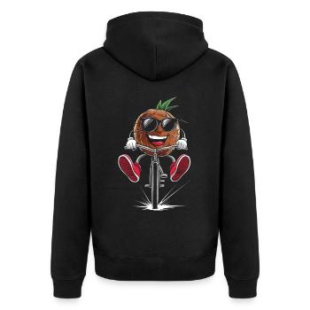 Kokosnuss Radfahren auf dem Fahrrad Geschenk - Unisex Premium Bio Zip Hoodie - Schwarz - Hinten - Nico (187cm)