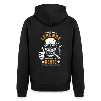 Eine Legende geht in Rente - musste lange arbeiten - Unisex Premium Bio Zip Hoodie - Schwarz - Hinten - Nico (187cm)