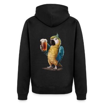 Papagei Bier - Unisex Premium Bio Zip Hoodie - Schwarz - Hinten - Nico (187cm)
