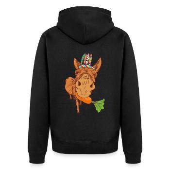 Wilder Westen Hippie Esel Schamane Western Kind - Unisex Premium Bio Zip Hoodie - Schwarz - Hinten - Nico (187cm)