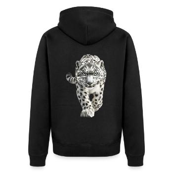 Schneeleopard - Unisex Premium Bio Zip Hoodie - Schwarz - Hinten - Nico (187cm)