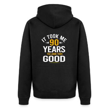 90th Birthday Design, Took Me 90 Years, 90 Year - Unisex Premium Bio Zip Hoodie - Schwarz - Hinten - Nico (187cm)