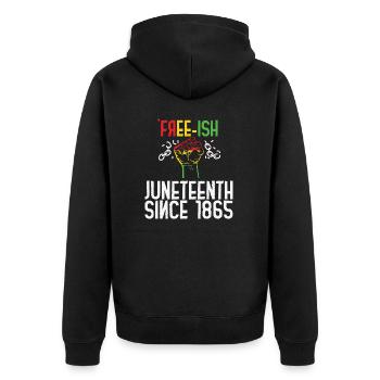 Juneteenth aka Free-ish Since 1865 Independence - Veste à capuche bio Premium Unisexe - noir - Dos - Nico (187cm)