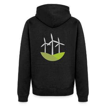 Windrad - Unisex Premium Bio Zip Hoodie - Schwarz - Hinten - Nico (187cm)