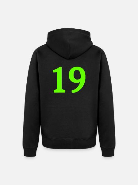 Number 19 - Unisex Premium Organic Zip Hoodie - black
