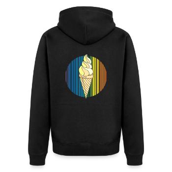 Eis - Unisex Premium Bio Zip Hoodie - Schwarz - Hinten - Nico (187cm)