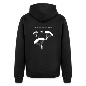 Ich will nicht zur Schule gehen - Unisex Premium Bio Zip Hoodie - Schwarz - Hinten - Nico (187cm)