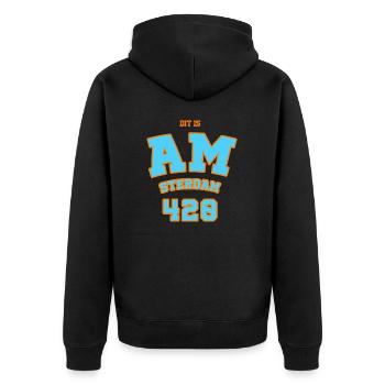 T-shirt personnalisé Amsterdam ⭐ Dit is Amsterdam - Veste à capuche bio Premium Unisexe - noir - Dos - Nico (187cm)