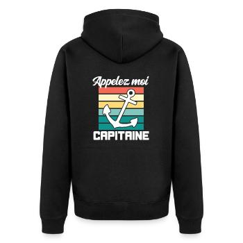 Appelez moi capitaine cadeau humour homme marin - Veste à capuche bio Premium Unisexe - noir - Dos - Nico (187cm)