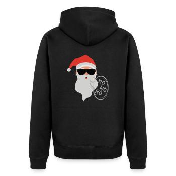 Merry Christmas Weihnachtsmann Weihnachten - Unisex Premium Bio Zip Hoodie - Schwarz - Hinten - Nico (187cm)