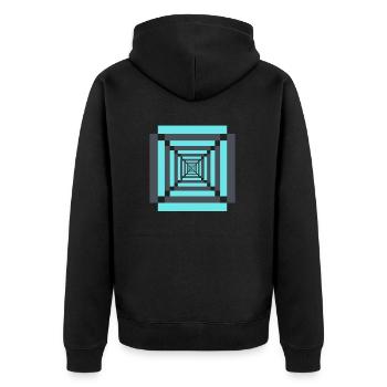 Unendlichkeit - Unisex Premium Bio Zip Hoodie - Schwarz - Hinten - Nico (187cm)