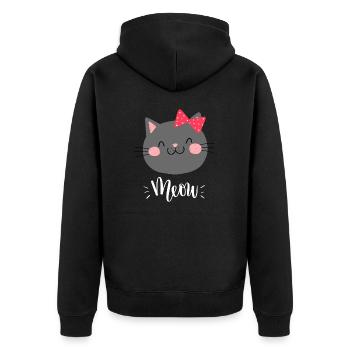 Mignon Kawaii drôle de chat disant miaulement - Veste à capuche bio Premium Unisexe - noir - Dos - Nico (187cm)