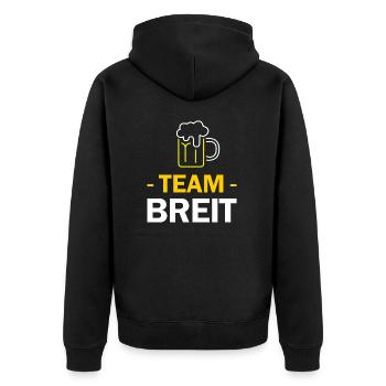 Team Breit - Unisex Premium Bio Zip Hoodie - Schwarz - Hinten - Nico (187cm)