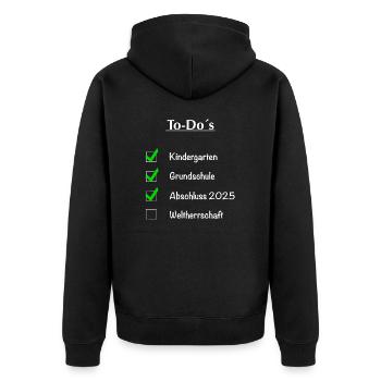 To Do´s Abschlussjahr 2025 Design - Unisex Premium Bio Zip Hoodie - Schwarz - Hinten - Nico (187cm)