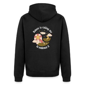 Nature Is Calling Me To Embrace It Nature Designs - Unisex Premium Organic Zip Hoodie - black - Back - Nico (187cm)