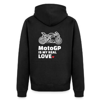 J’adore le MotoGP - Veste à capuche bio Premium Unisexe - noir - Dos - Nico (187cm)