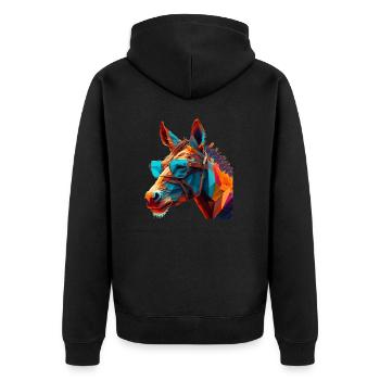 Esel mit Brillen sind nicht immer nur stur - Unisex Premium Bio Zip Hoodie - Schwarz - Hinten - Nico (187cm)